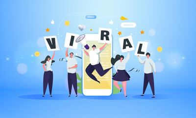 Group of people with viral illustration concept