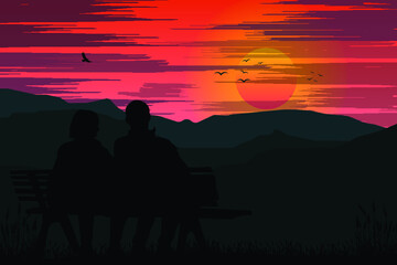 couple silhouette, simple vector illustration