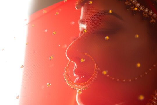 Beautiful Indian Bride, with a veil.	