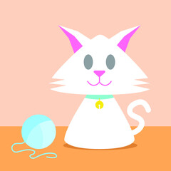 Cute Cat Vector Icon Character Illustration Modern 