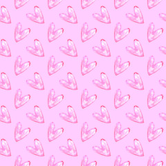 Seamless pattern with watercolor hearts. Romantic love hand drawn backgrounds texture. For greeting cards, wrapping paper, wedding, birthday, fabric, textile, Valentines Day, mothers Day, easter