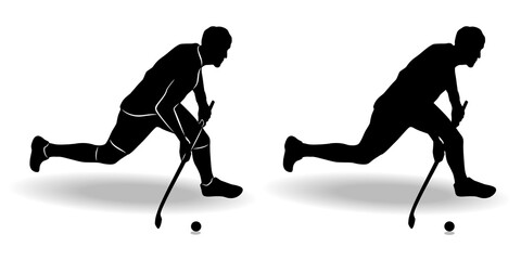 silhouette of a field hockey player, vector drawing