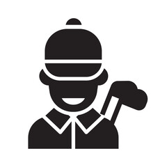 Golf Player with Clubs Outline Icon