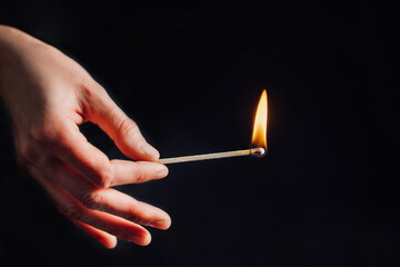 Burning Match, Black Background