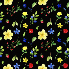 seamless pattern with summer flowers