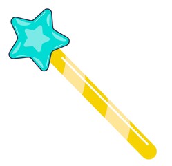 Magic wand with star, cartoon wizards stick vector