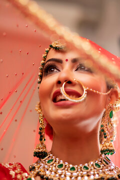 Beautiful Indian Bride under a veil	