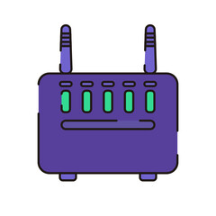 Internet service wireless router flat vector icon for apps and websites