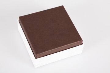White brown Gift Box with cower in grey background