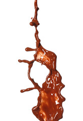 Splash of hot chocolate on white background