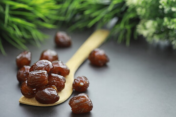 Healthy foods. Dried fruits for diet. Prunes, dates, raisins and figs. Healthy and proper nutrition for life.