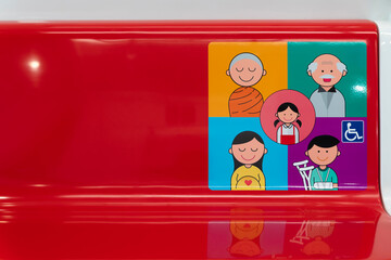 The Priority seat in BTS sky train for people in need which are children, Pregnant Women, Elderly person, Disabled persons and Buddhist monks.