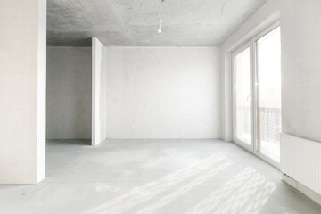 interior of the apartment without decoration in gray colors