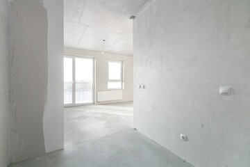 interior of the apartment without decoration in gray colors