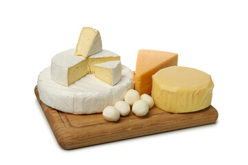 Different fresh dairy products isolated on white background