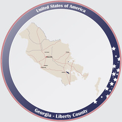 Large and detailed map of Liberty county in Georgia, USA.