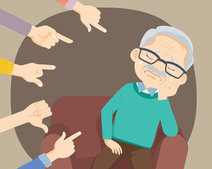 Sad Elderly man being bullied