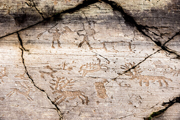 Rock Drawings in the Parco Nazionale delle Incisioni Rupestri di Naquane, Capo di Ponte, Italy.