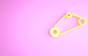 Yellow Timing belt kit icon isolated on pink background. Minimalism concept. 3d illustration 3D render.