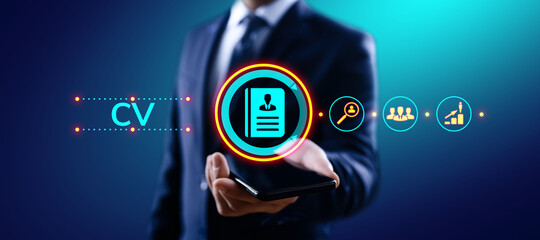 Send CV, Resume, Recruitment, Employment, Hiring Business Concept.