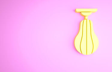 Yellow Punching bag icon isolated on pink background. Minimalism concept. 3d illustration 3D render.