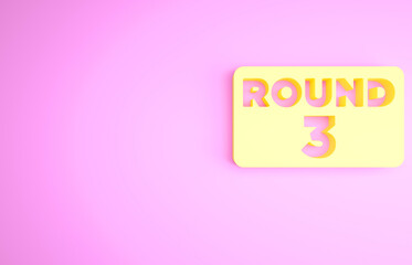 Yellow Boxing ring board icon isolated on pink background. Minimalism concept. 3d illustration 3D render.