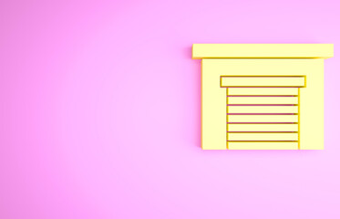 Yellow Garage icon isolated on pink background. Minimalism concept. 3d illustration 3D render.