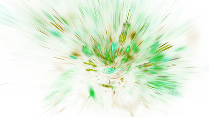 Abstract green and golden fireworks. Holiday background with fantastic light effect. Digital fractal art. 3d rendering.