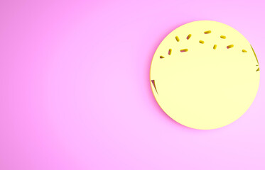 Yellow Donut with sweet glaze icon isolated on pink background. Minimalism concept. 3d illustration 3D render.