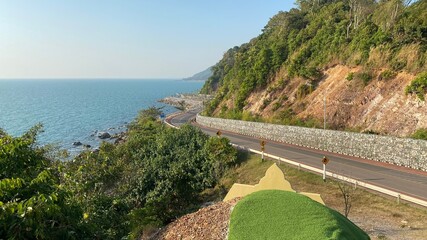 Street view, empty space along the beautiful seashore, selectable focus.