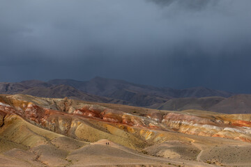 colorful landscape in the mountain with the rail cloud