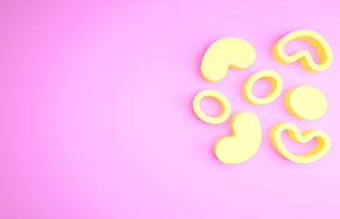 Yellow Jelly candy icon isolated on pink background. Minimalism concept. 3d illustration 3D render.