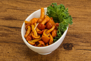 Marinated mushroom - honey agaric in the bowl