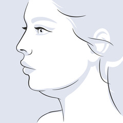 Woman profile, double chin before. Woman face. Vector illustration