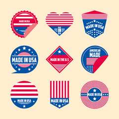 Made in usa banners and labels icon set vector design