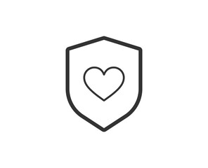 Heart protect icon. Valentine's day black line sign. Premium quality graphic design pictogram. Outline symbol icon for web design, website and mobile app on white background. Monochrome holidays icon