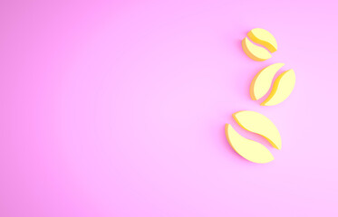 Obraz premium Yellow Coffee beans icon isolated on pink background. Minimalism concept. 3d illustration 3D render.