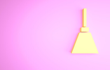 Yellow Chandelier icon isolated on pink background. Minimalism concept. 3d illustration 3D render.