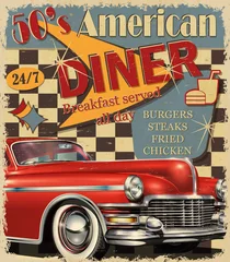 Fotobehang American Diner vintage poster. © Марина Ахадова