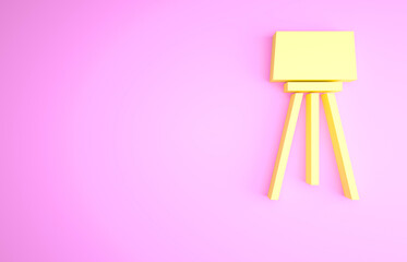 Yellow Floor lamp icon isolated on pink background. Minimalism concept. 3d illustration 3D render.