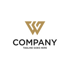 Abstract Initial Letter W and G Linked Logo. with gold color isolated on white Background. Usable for Business and Branding Logos. Flat Vector Logo Design Template Element.