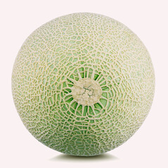 cantaloupe melon with seeds isolated on a white background