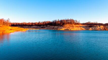 View of the flooded sand pit. St. Petersburg. Russia