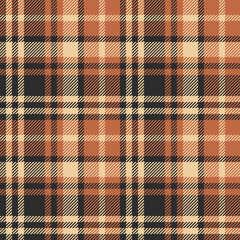 Plaid pattern in brown, orange, beige. Seamless vector background texture. Tartan check plaid for flannel shirt, skirt, blanket, tablecloth, or other modern autumn fashion or home fabric design. - 408231870