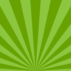 Sunlight rays background. Green color burst background.