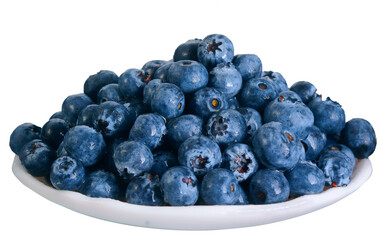 Fresh blueberries in a plate isolated on white background
