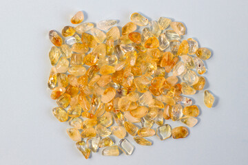 Citrine yellow gem geode crystals geological mineral as nice background close up