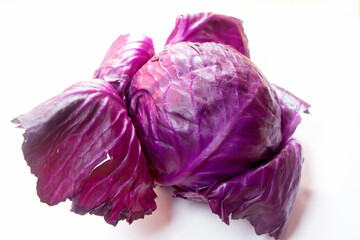 Fresh Raw red cabbage in white background