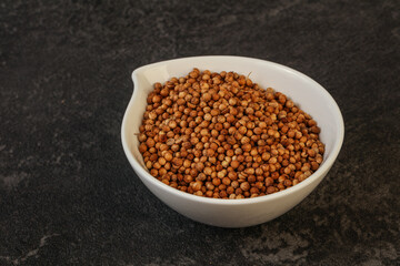 Coriander seeds in the bowl