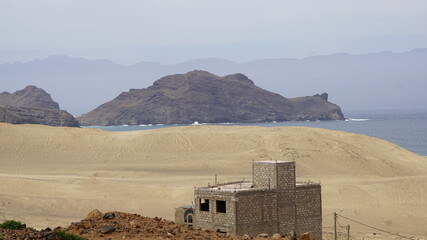 the beach view from the hill in Salamansa, on the island Sao Vicente, Cabo Verde, in the month of December